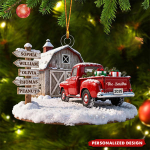 Personalized Truck Barn House Christmas Ornament-Gift For Family