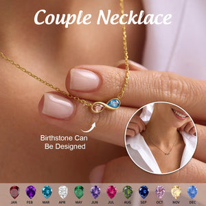Personalized Couples Infinity Birthstone Necklace
