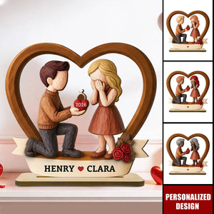 Personalized Couple Marriage Wooden Plaque-Newly Engaged Gift, "She Said Yes!"