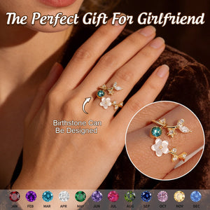 Personalized Mother of Pearl Sakura Birth Flower Ring-Gift For Her/Him
