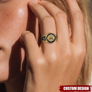 Personalized Strong One Firefighter Signet Ring - Gift For Firefighters