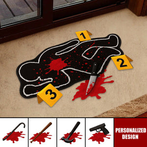 Funny Crime Scene Rug - Personalized True Crime Shaped Doormat