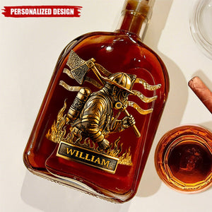 Proud Firefighter-Personalized Sibling Wine Bottle