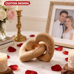 Personalized Infinity Heart Wood Sculpture-Valentine’s Day Gift