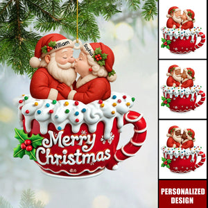 Growing Old Together-Personalized Santa Couple Acrylic Ornament