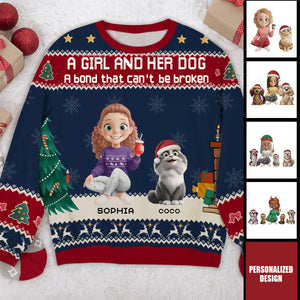 A Girl And Her Dog Christmas-Personalized Unisex Ugly Sweatshirt
