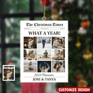 Personalized What A Year Newspaper Couple Ornament