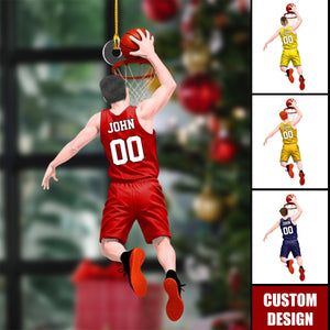Basketball Jumping Dunking Personalized Ornament - Gift For Basketball Lovers