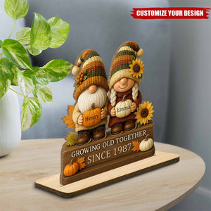 Growing Old Together, Couple With Sunflowers And Pumpkins, Gift For Couples And Grandparents
