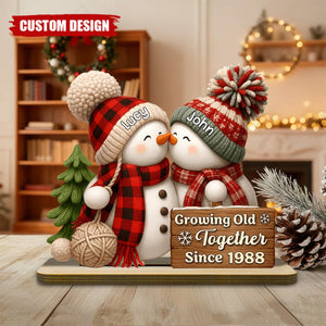 Snowman Couple Light Box - Romantic Winter Gift Plaque