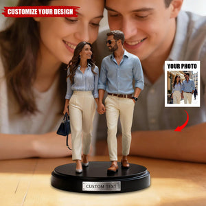 Personalized couple photo wax figure style Custom Shaped Plaque