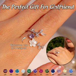 Personalized Mother of Pearl Sakura Birth Flower Ring-Gift For Her/Him