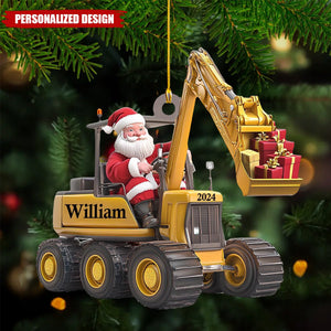Personalized Santa on The Excavator Christmas Ornament, 2025 New Release Gifts For Kids