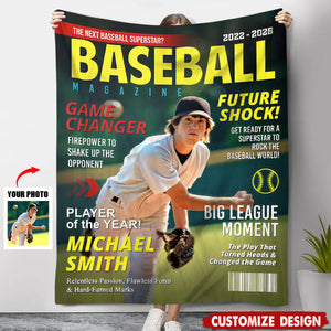 Personalized Baseball Magazine Cover Blanket - Gifts for Baseball Lovers