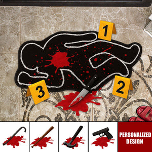 Funny Crime Scene Rug - Personalized True Crime Shaped Doormat