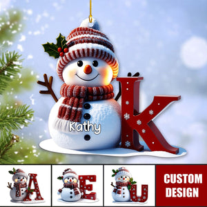 Personalized Snowman With Letter Christmas Ornament, Gift For Family - 2024 New Release