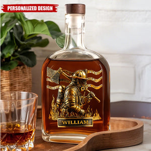 Proud Firefighter-Personalized Sibling Wine Bottle