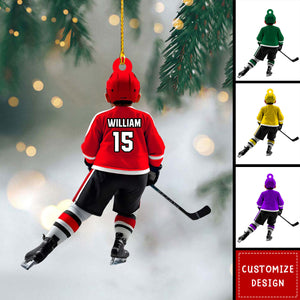 Personalized Kid Hockey Player Ornament - Gifts For Kid Hockey Lovers