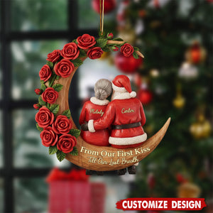 From Our First Kiss Till Our Last Breath Christmas Ornament, Custom Santa and Mrs Claus Couple Xmas Gift, Christmas Gift For Husband Wife