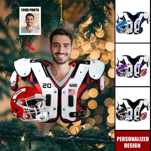 Personalized American Football Upload Image Christmas Ornament-Gift For American Player