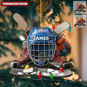 Personalized Ice Hockey Ornament Gift for Boys Girls Hockey Fans