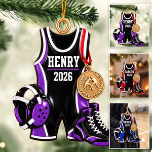 Personalized Wrestling Things Acrylic Ornament, Wrestling Lovers Gift