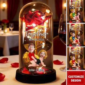 You & Me We Got This - Personalized Couple Everlasting Rose Dome Lamp