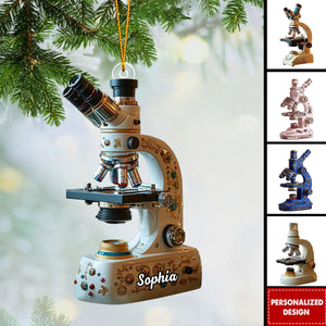 Personalized Microscope Christmas Ornament Gift For Lab Lovers