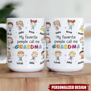 Personalized Mug-My Favorite People Call Me Grandma Doodle Colorful