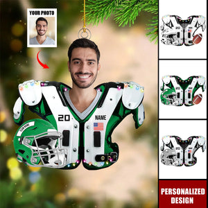 Personalized American Football Upload Image Christmas Ornament-Gift For American Player
