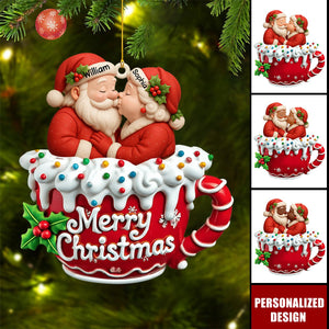 Growing Old Together-Personalized Santa Couple Acrylic Ornament