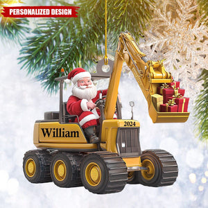 Personalized Santa on The Excavator Christmas Ornament, 2025 New Release Gifts For Kids