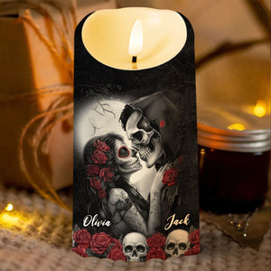 Personalized I Choose You Skull Couple LED Candle