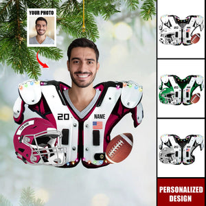 Personalized American Football Upload Image Christmas Ornament-Gift For American Player
