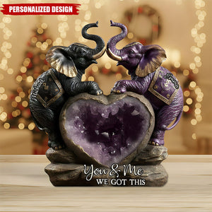 You & Me We Got This-Personalized Elephant Acrylic Plaque