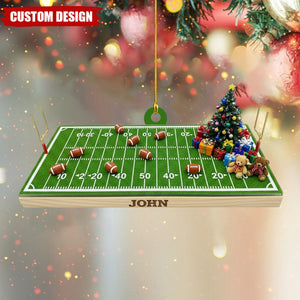 Custom Name American Football Stadium Christmas Ornament, Flat 2D Ornament, Gift For Football Lovers, Football Players, Gift For Dad, Him