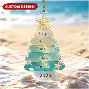 Personalized Family Sea Glass Acrylic Ornament - Family Christmas Gift