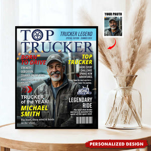 Personalized Trucker Magazine Cover, Custom Trucker Gift, Unique Trucker Retirement or Birthday Gift, Truck Lover Gift