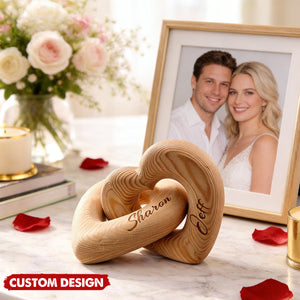 Personalized Infinity Heart Wood Sculpture-Valentine’s Day Gift