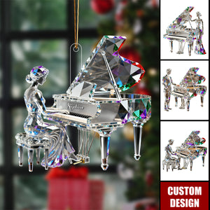 Personalized Crystal Style Piano Christmas Ornament