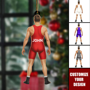 Personalized Wrestler Christmas Ornament, Custom Wrestler Singlet Ornament with Name