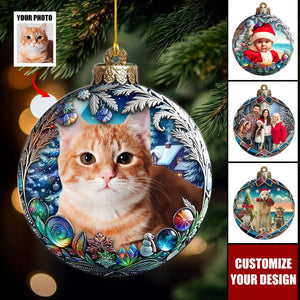 Custom Photo Christmas Good Cheer Is Found With Family Personalized Christmas Acrylic Ornament - 2024 New Release Gift For Family Members