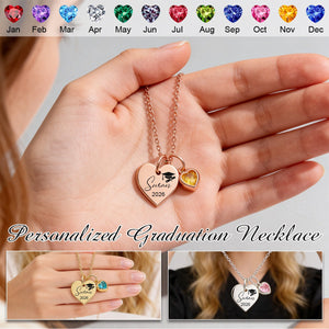 Personalized Graduation Birthstone Heart Necklace