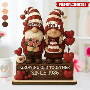Personalized Growing Old Together Couple Plaque | Standing Wood Sign, Gift For Couples And Grandparents