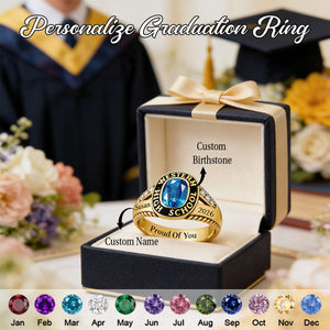 Personalized Graduation Class Birthstone Ring - Graduation Jewelry Gift for Men & Women