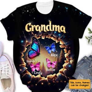 Personalized Gift For Grandma Butterfly 3D Effect All-over Print-T Shirt