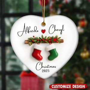 Personalized Stocking Couple Christmas Ornament - Gift For Couple