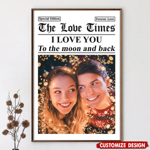 Personalized The Love Times Newspaper Themed Romantic Couple Poster - Gift for Couples
