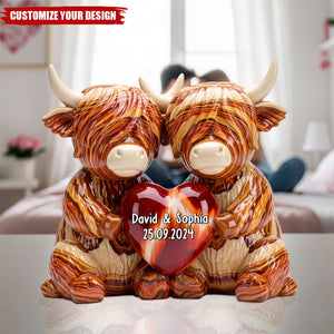 Personalized Highland Cow Couple Acrylic Plaque - Gift For Husband Wife, Anniversary