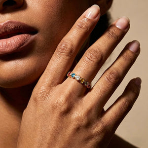 Personalized Birthstone Heart Ring - Mother's Day & Anniversary Gift